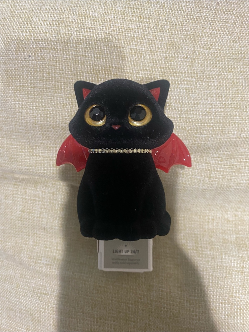 Black Velvet Cat Nightlight with Red Wings